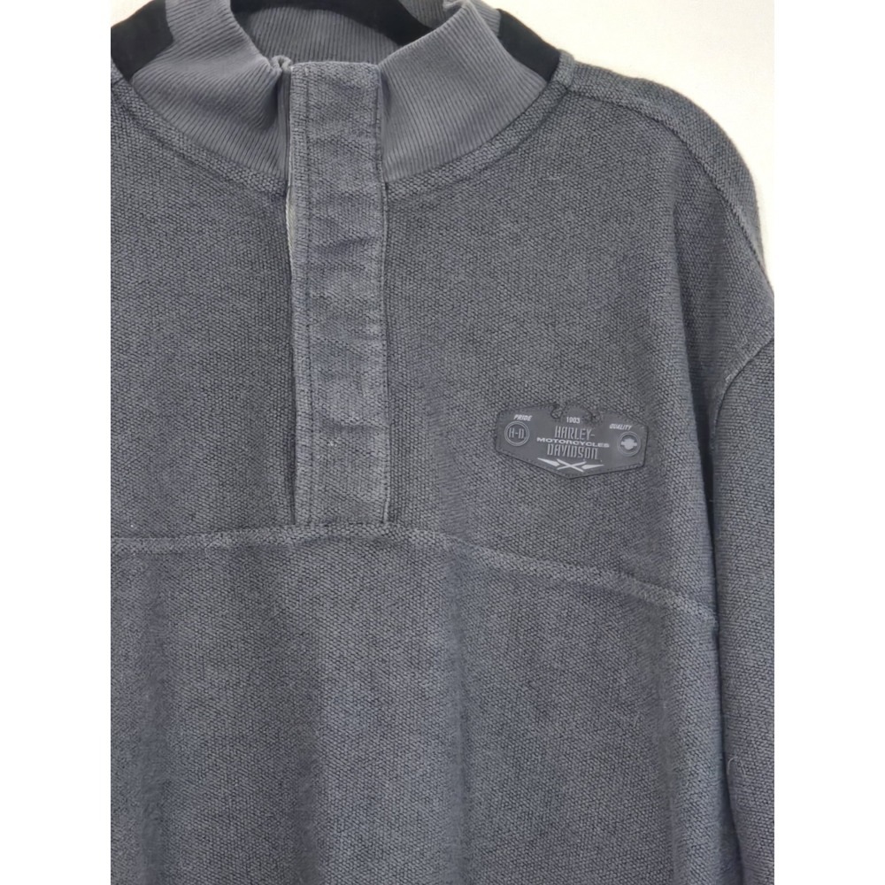 Vtg Harley Davidson Quarter Snap Sweatshirt Men's Size 2XL Riding 1/4 Button - Picture 2 of 9
